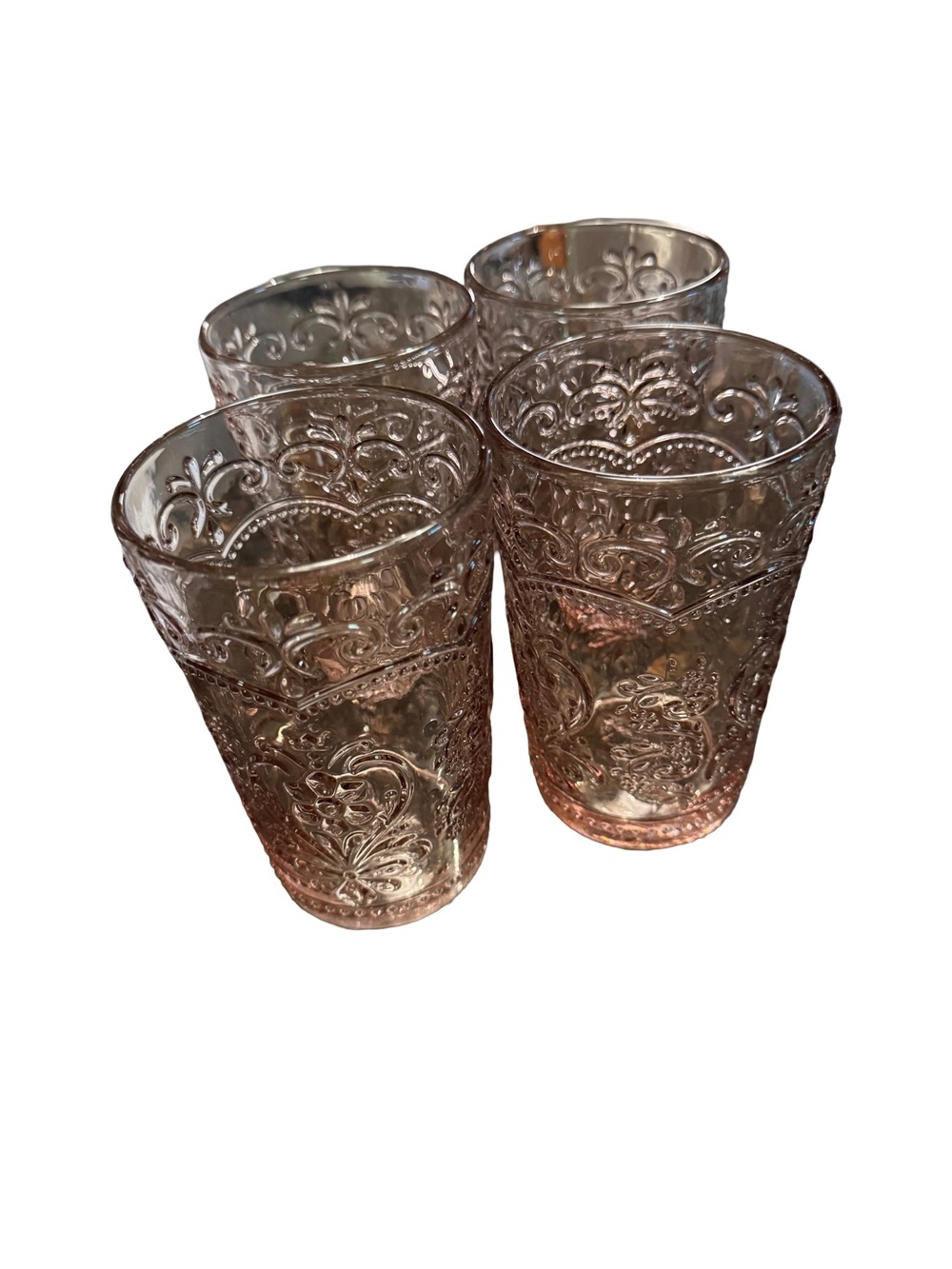 Pioneer Woman Pink Depression Style Glass Tumblers Set of 4